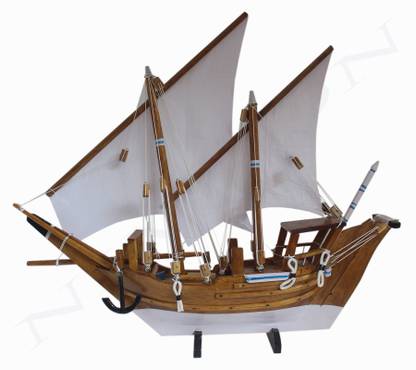 Nimton Kerala Wooden Boat (4 Inch Base - Len : 30 CM | Hgt : 24 CM | Wth : 6 CM) Decorative Showpiece  -  24 cm