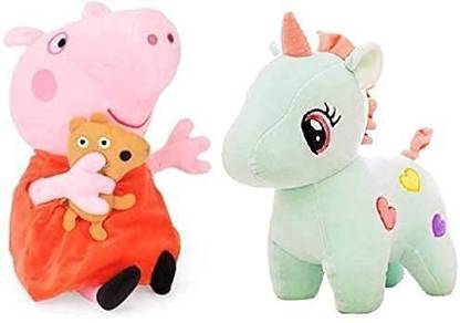 abhishek trading company Combo of 2 soft toys Pepa and blue unicorn Teddy bear play, Size 30 and 26 cm  - 30 cm