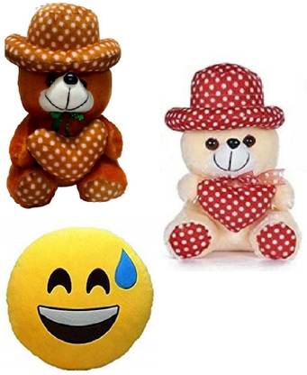 kashish trading company soft brown dot, butter red dot with lough smiley for gift (25-30 cm)  - 30 cm