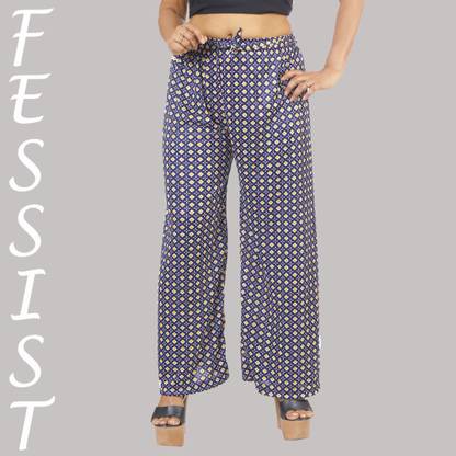 Regular Fit Women Blue, White Trousers