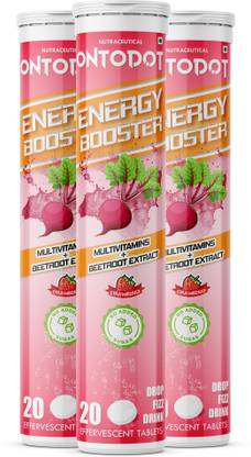 Ontodot Energy Booster Multivitamin Effervescent Tablets with Natural Beetroot Extracts
