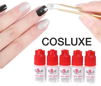 Cosluxe Professional Strong Nail Glue for Fake Nails - Nail Tips 3g (Pack of 5) transprant