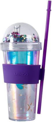 MINISO Illusion Collection Plastic Water Bottle with Straw 420 ml Sipper