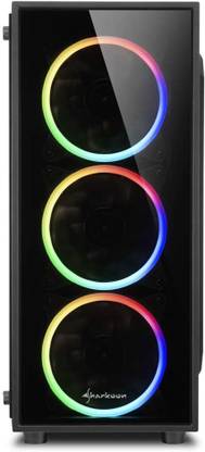 Sharkoon TG4 RGB Mid tower Cabinet with USB 2.0 and USB 3.0 Ports Compatible with Computer