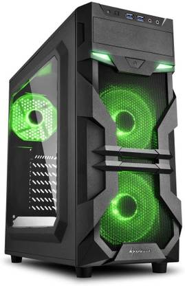 Sharkoon VG7-W green Mid tower Cabinet with USB 2.0 and USB 3.0 Ports Compatible with Gaming Console