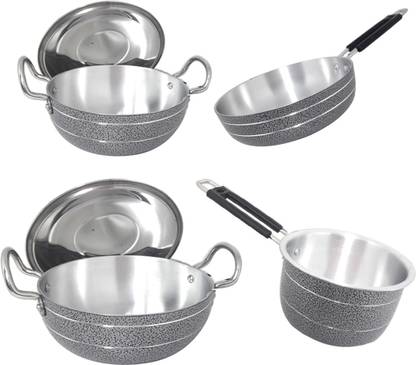 bartan hub Induction Bottom Cookware Set of 4 Induction Bottom Cookware Set