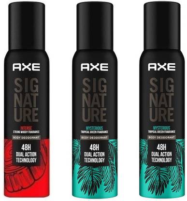 AXE SIGNATURE 1 INTENSE AND 2 MYSTERIOUS EACH 122ML PERFUME BODYSPRAY Set of=3 Perfume Body Spray  -  For Men & Women