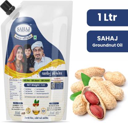 Sahaj Groundnut Oil / Peanut Oil (1 Litre) Groundnut Oil Pouch