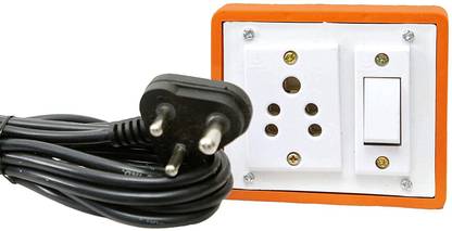 ITELNETS Switch Board with 1 Switch & 1 Socket with external cable 6 A One Way Electrical Switch