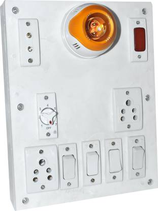 SPelectronic Switch Board 4 switchs,3 socket,1 indicator,1 fancy bulb holder,1 Fan Regulator Wall Plate