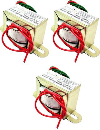 INVENTO 3Pcs 12V 0.5A 500mA 12-0-12 Transformer Copper Winding 220V AC to 12V AC Automotive Electronic Hobby Kit
