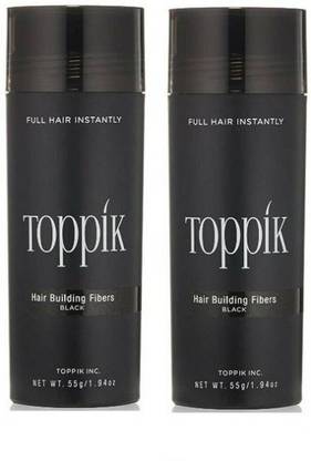 toppik Hair Fibers For Hair Loss Concealer, Regrowth & Styling Black Color 2 Units 55 gm Organic Hair Volumizer Fibers