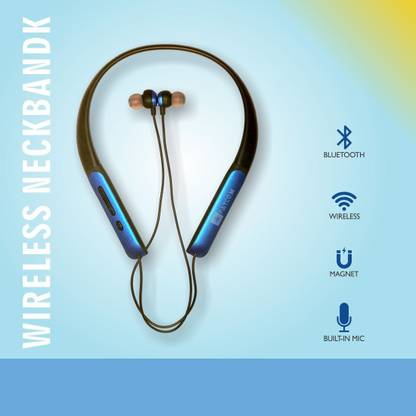 PayCom Wireless Neckband with Magnet Eartip Long Battery Backup Bluetooth