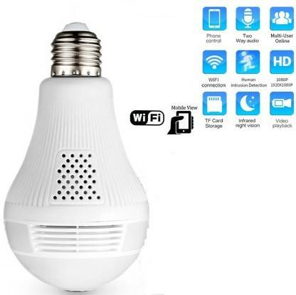 PERAMISYM 360°HD Wifi Bulb'Hidden IP Camera Panoramic Home Security Spy Cam Light Bulb Spy Camera