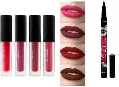 Dikyube The red adtion lipstick with 36H eyeliner