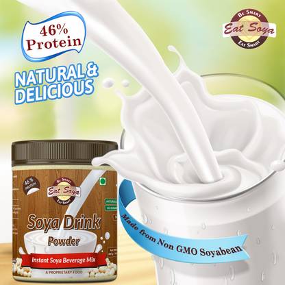 Eat Soya SOYA - 46% Protein -Soy  Vegan, Non GMO (Sugar Free, Cholesterol Free, Lactose Free, Gluten Free - Plain/Unflavored) To Make Delicious Soya  (400 g) each Pack of 2 Milk Substitutes Powder