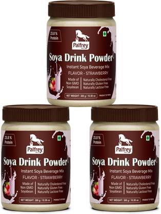 PALFREY Soya Drink Powder Strawberry Flavor With Sugar 23.8% Protein (Non GMO,Vegan,Lactose free) Milk Substitutes Powder