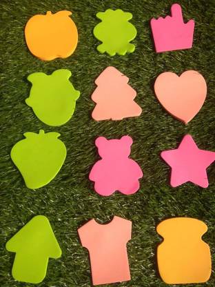 BM RETAIL Sticky Notes Different Sizes Memo Pads Assorted Colours 12 Sheets Shaped Sticky Note, 5 Colors