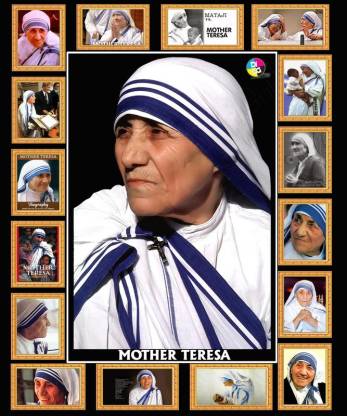 Poster Mother Teresa Beautiful Collage sl702 (Plastic Large Wall Poster, 36x24 Inches, Multicolor) Fine Art Print