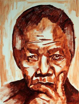 Digital Painting Nelson Mandela Fine Art Portrait on LARGE PRINT 36X24 INCHES Photographic Paper