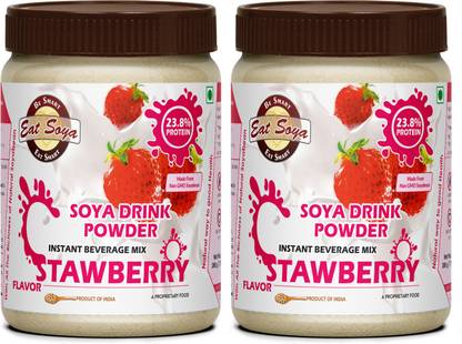 Eat Soya Soya Milk Powder Strawberry with Sugar-200g (Pack of 2) Plant-Based Protein