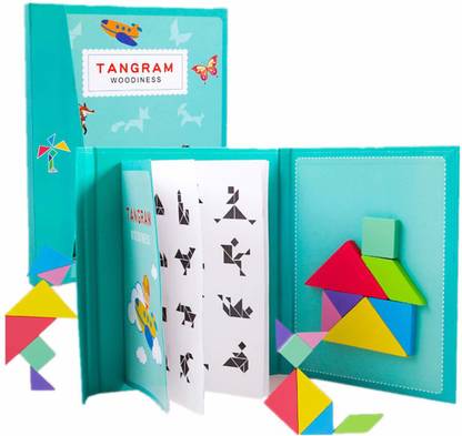 Pluspoint Tangram magnetic wooden puzzle Game For adults and Toddler Fun Educational Toy