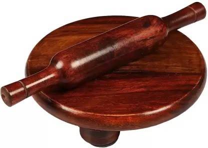 STUFFCOLLECTION WOODEN CHAKLA BELAN ROLLING BOARD CHAPATI & ROTI MAKER Rolling Pin & Board