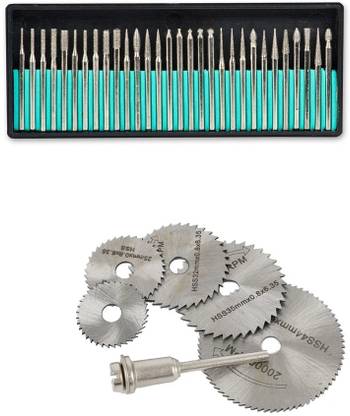 Digital Craft Rotary Tool Kit Mini Bit 3.2mm Mandrel with Grinder Shaft 6pc HSS Rotary Burs Rotary Tool