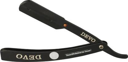 Devo Professional Salon Straight Edge Barber Shaving Razor Without Blade Black, Men