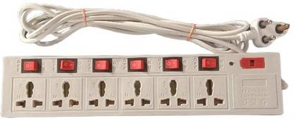 Surjya MasterPlug Extension cord 6+6 White Socket Set