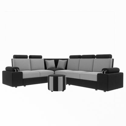 Sekar Lifestyle L Shape Corner [Steel Handles] With Round Moda Fabric 5 Seater  Sofa
