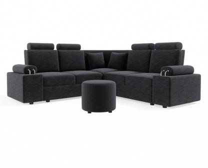 Sekar Lifestyle L Shape Corner [Steel Handles] With Round Moda Fabric 4 Seater  Sofa