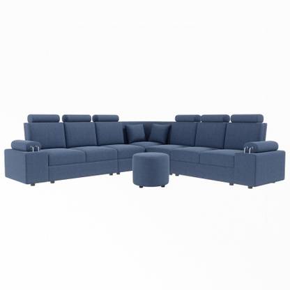 Sekar Lifestyle L Shape Corner [Steel Handles] With Round Moda Fabric 6 Seater  Sofa