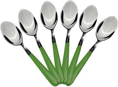 CRAZYGOL Table Spoon red Plastic Spoon 6-Pieces Set for Kitchen and Dining Table Steel Steel, Plastic Tea Spoon, Coffee Spoon, Soup Spoon, Table Spoon, Tea Spoon Set