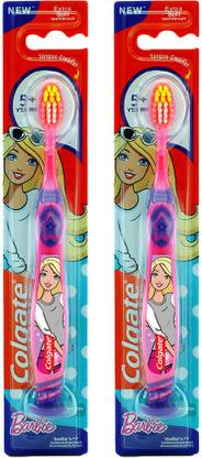 Colgate Kids Barbie Toothbrush, Extra Soft with Tongue Cleaner - 1 Pc (Pack of 2) Extra Soft Toothbrush