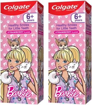 Colgate Kids 6+ Years Barbie Combo Packs Toothpaste, Strawberry flavour (Pack of 2) Toothpaste