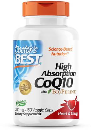 Doctor's Best High Absorption Coq10 with Bioperine Supplement, 200mg, 180 Count