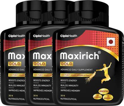 Cipla Maxirich Gold Daily Multivitamin with high purity grade Ginseng Extract*