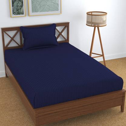 Tejas Feb 150 TC Polycotton Single Striped Flat Bedsheet