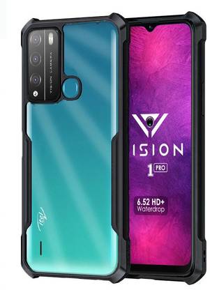 VAPRIF Back Cover for Itel vision 1 pro, Transparent Hybrid Hard PC, TPU Bumper