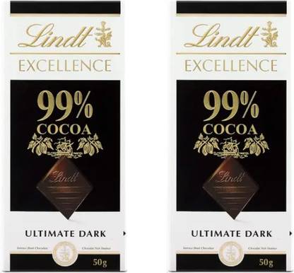 LINDT Excellence 99% Cocoa Dark Chocolate Pack of 2 Bars