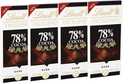 LINDT Excellence 78% Cocoa Dark Chocolate Pack of 4 Bars