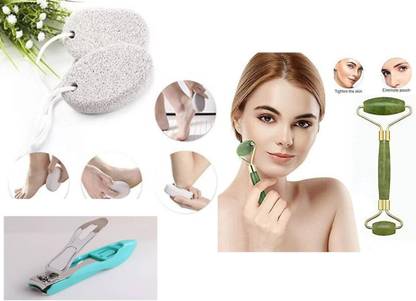 Ajora combo of facial roller and manicure Stone For Feet Remove Dead Skin ( set of 3 items)