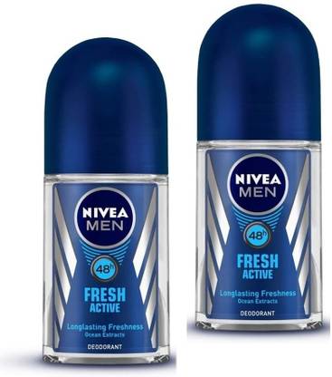 NIVEA MEN FRESH ACTIVE DEODORANT ROLL-ON EACH 50ML Pack of 2 Deodorant Roll-on  -  For Men
