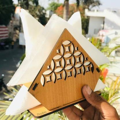 dru arts 1 Compartments MDF Wood Napkin Holder (Diamond Shape)