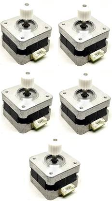 INVENTO 5Pcs Nema 17 4 Kg cm Bipolar Stepper Motor with 15 teeth Gear Pulley Automotive Electronic Hobby Kit