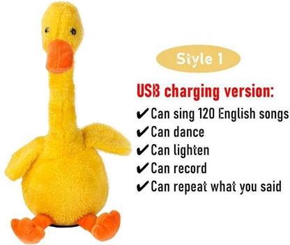 Triangle Ant ™Dancing Duck Talking Toy, Duck Plush Toy, Wriggle Singing Recording Repeat