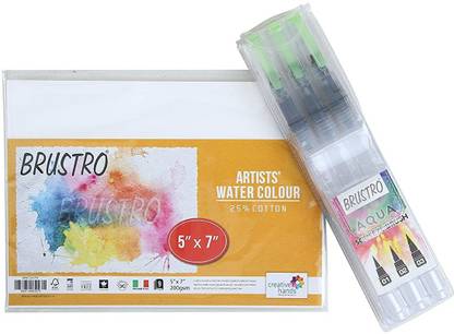 BRuSTRO Aqua Squeeze Leak Proof Watercolor Brush Pen Round - Assorted (Set of 3) Small ,Medium & Large Tips