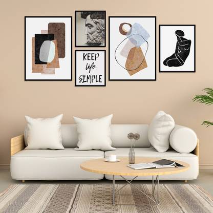 Set of 5 Keep Life Simple Boho Canvas Art Print Painting for Décor 3D Poster