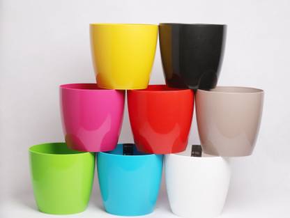 harshdeep Valencia-Indoor Tabletop Planter Decorative Flower Pot 20cm Mixed Color set of 8 Plant Container Set